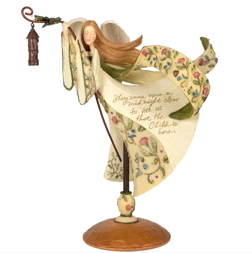 Foundations Christmas Angel On Stand Holding Star Religious Figurine 4008213